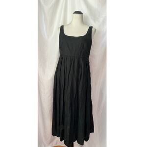 BANANA REPUBLIC black pleated scoop neck maxi dress